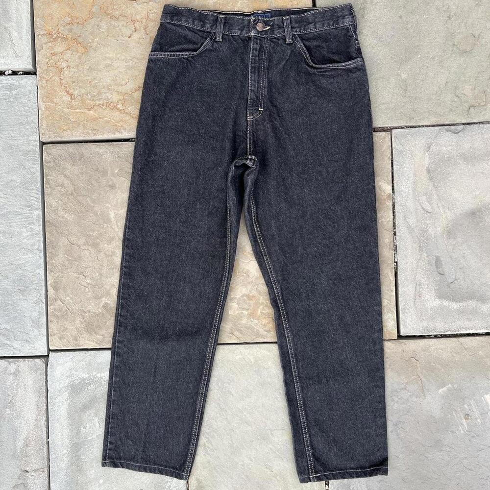 Y2K Black Rinsed Wash Straight Relaxed Jeans
